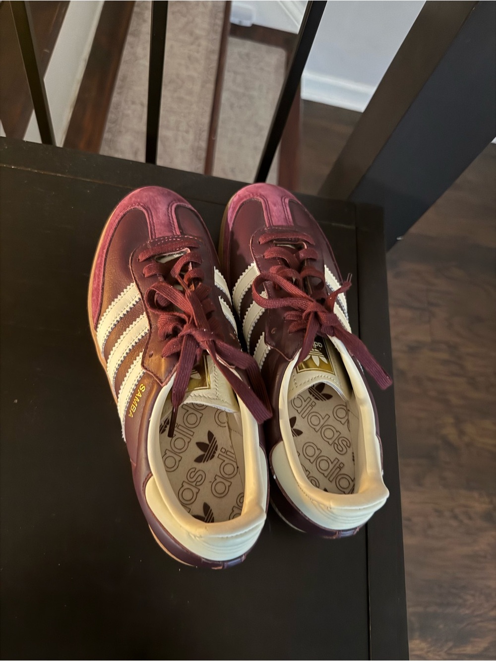 adidas Kids Samba Sneakers in Burgundy and White